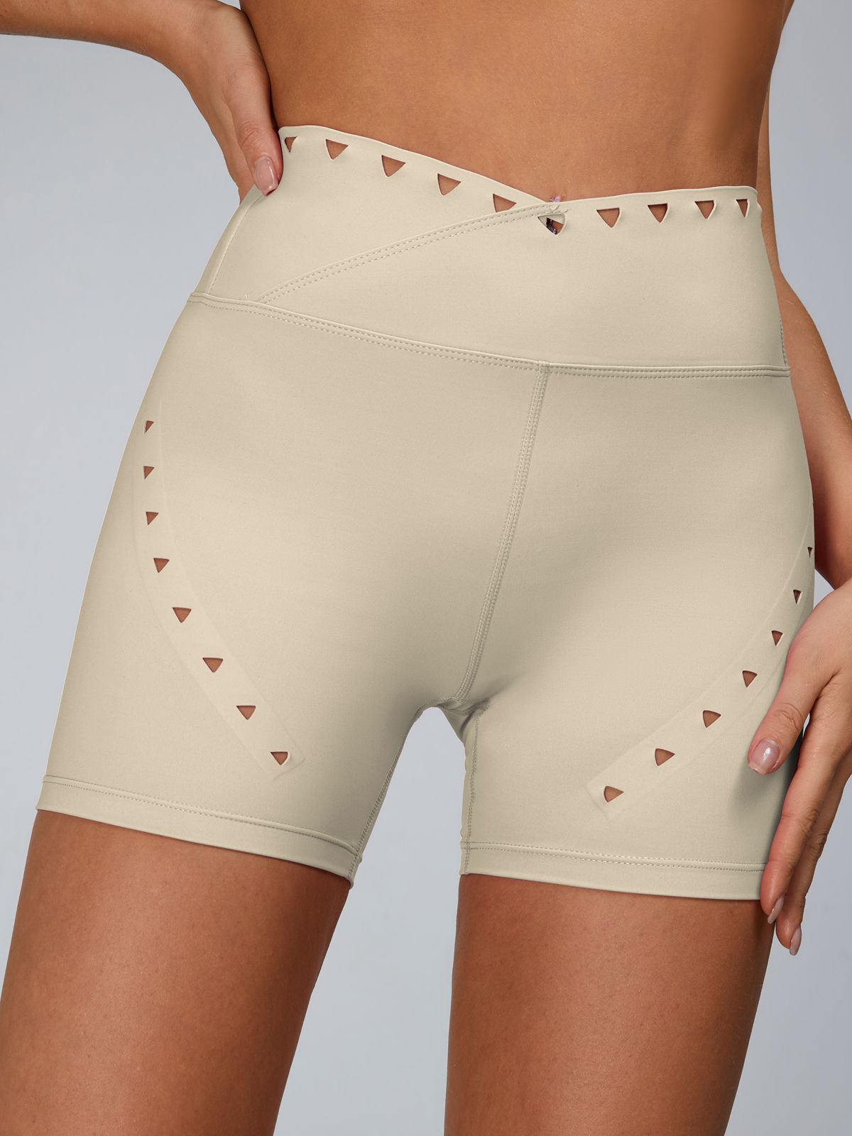 Cutout V Shape Waist Spandex Gym Booty Shorts