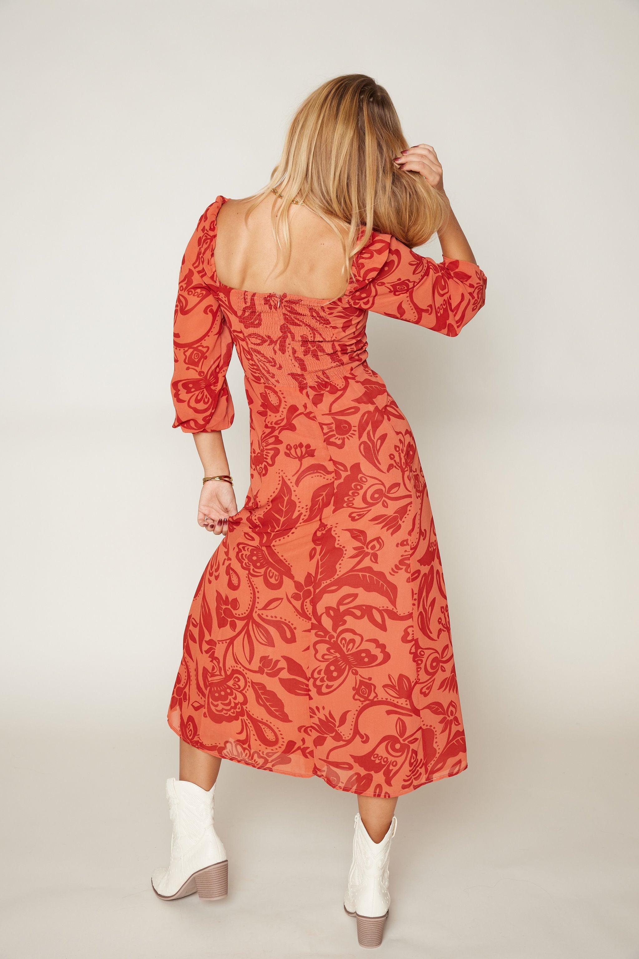 Angler Long Sleeve Bossa Nova Midi Dress