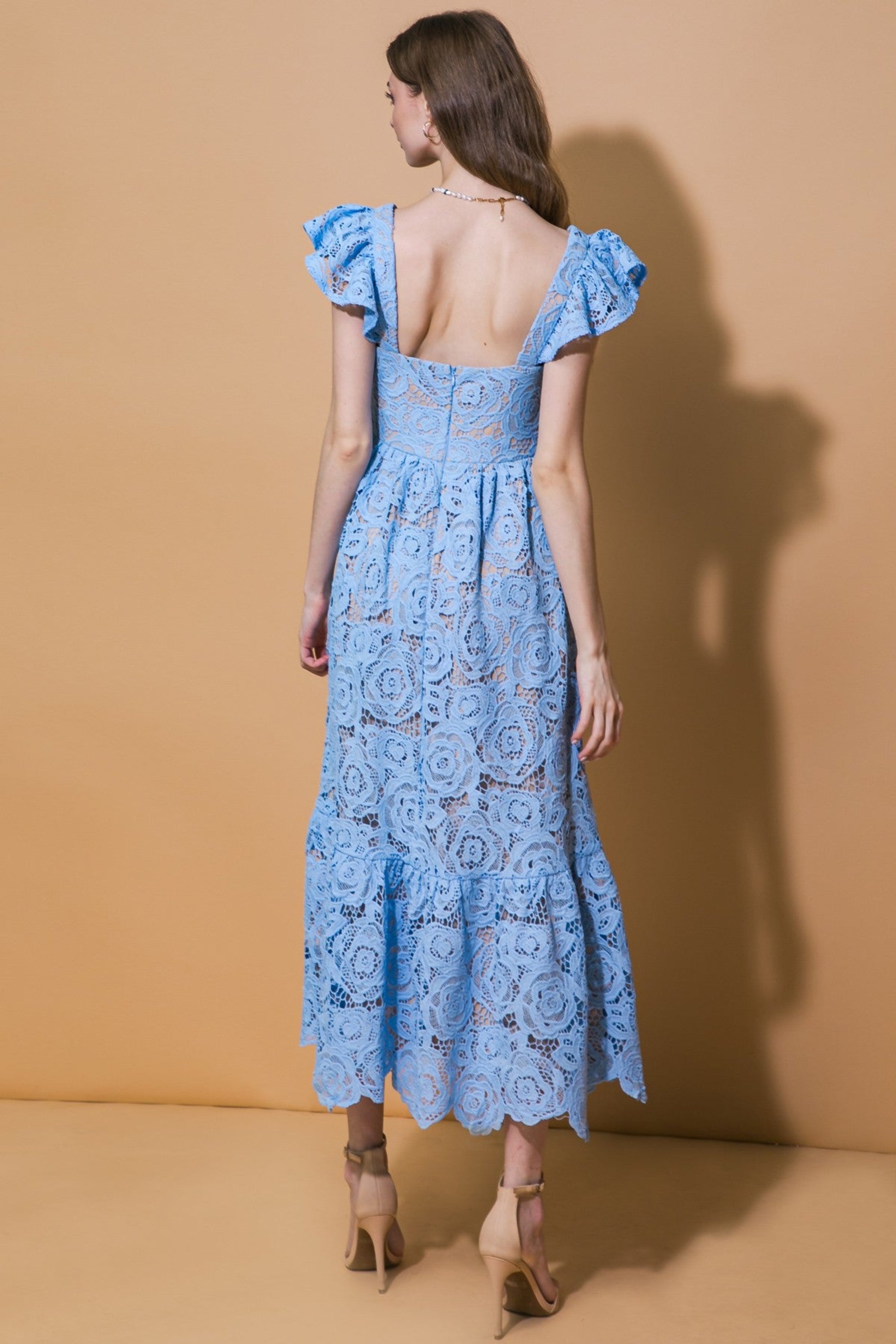 Polly Lace Blue Midi Dress