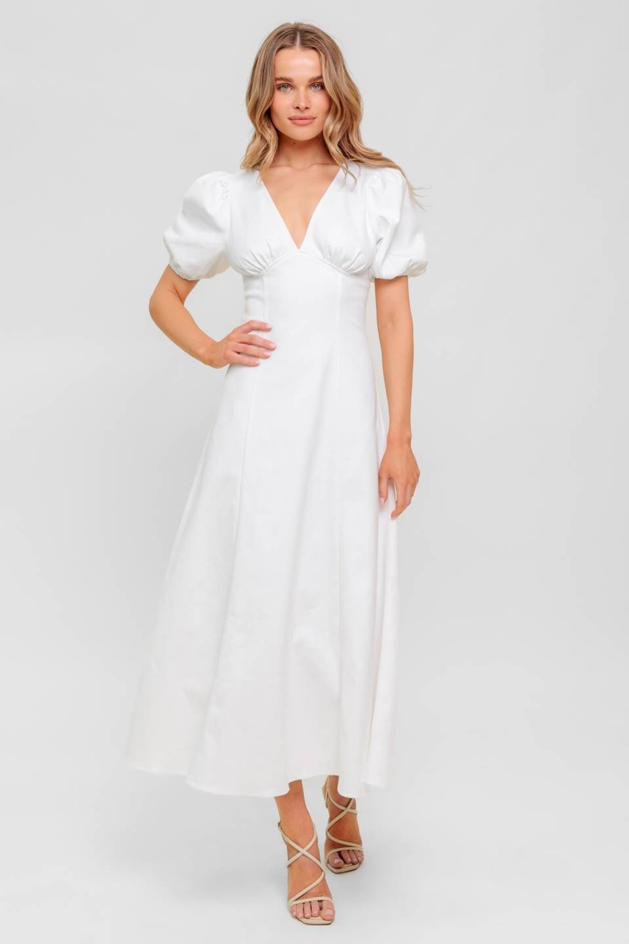 Cassie Puff Sleeve Midi Dress