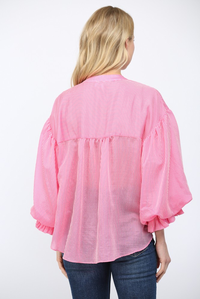 Clark Bubble Sleeve Button Up Top