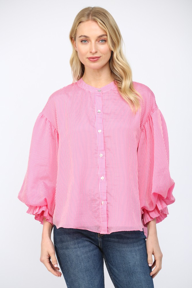 Clark Bubble Sleeve Button Up Top