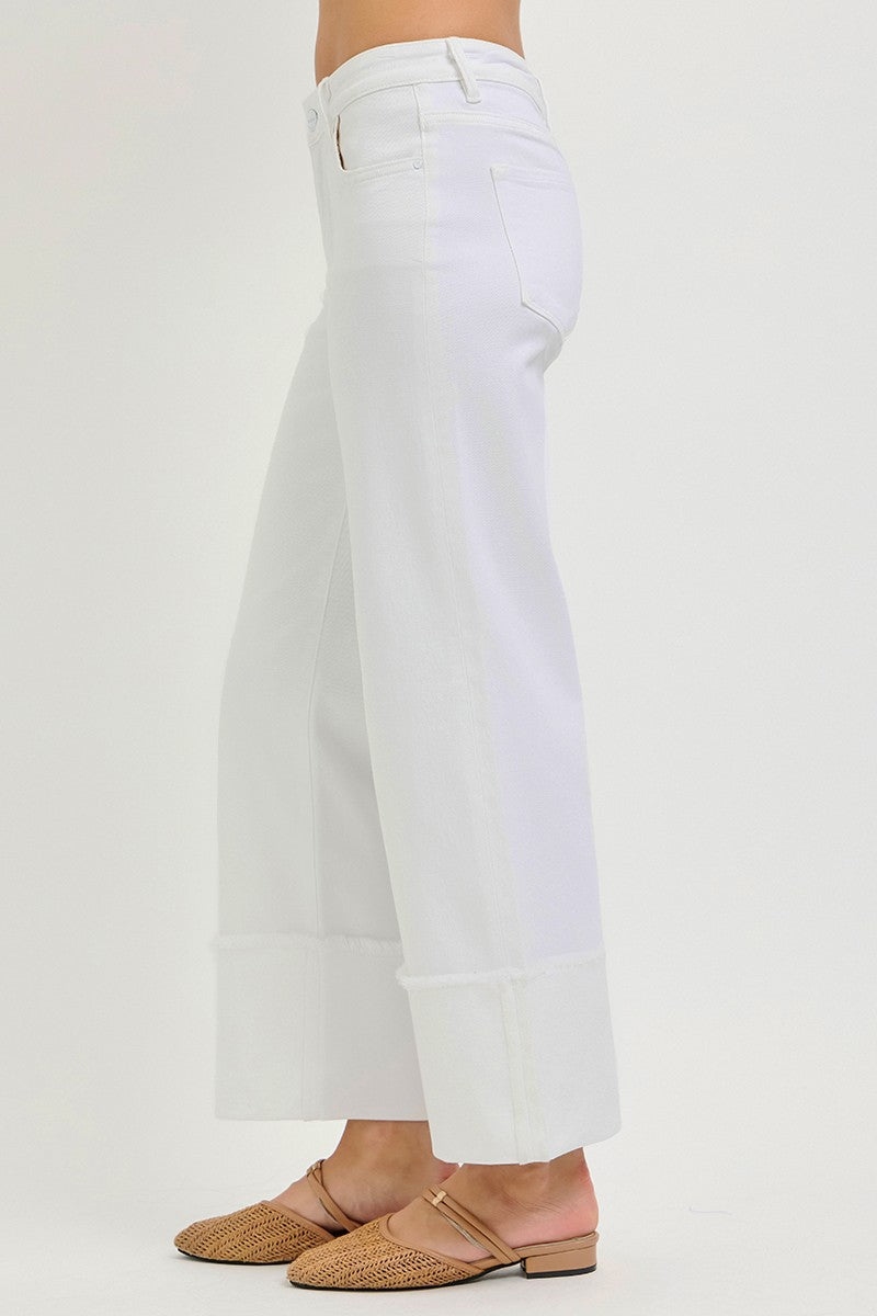 Cuffed Crop Wide Denim