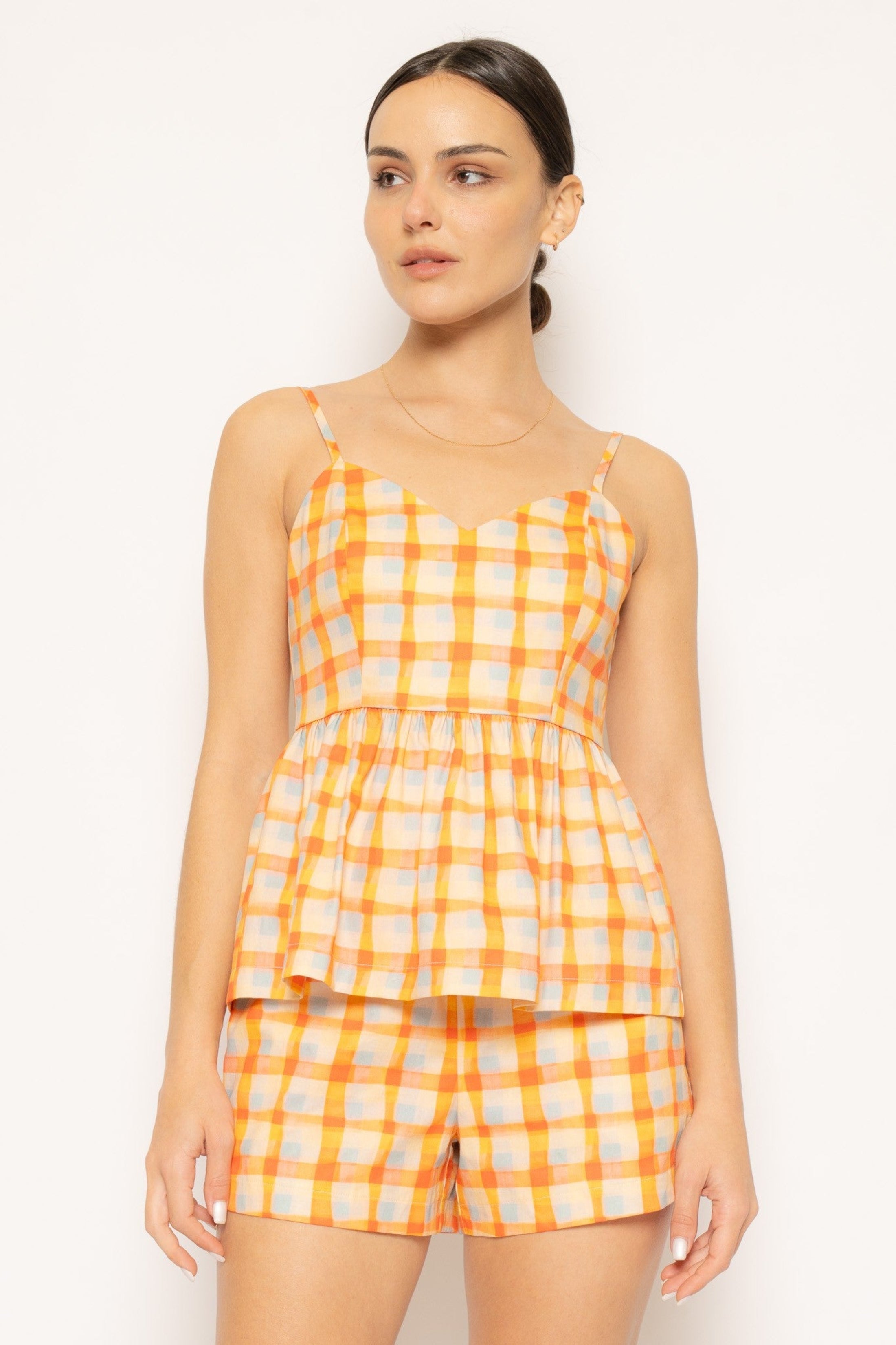Taylor Gingham Peplum Tank Top