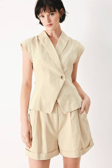 Paulette Khaki Button Top