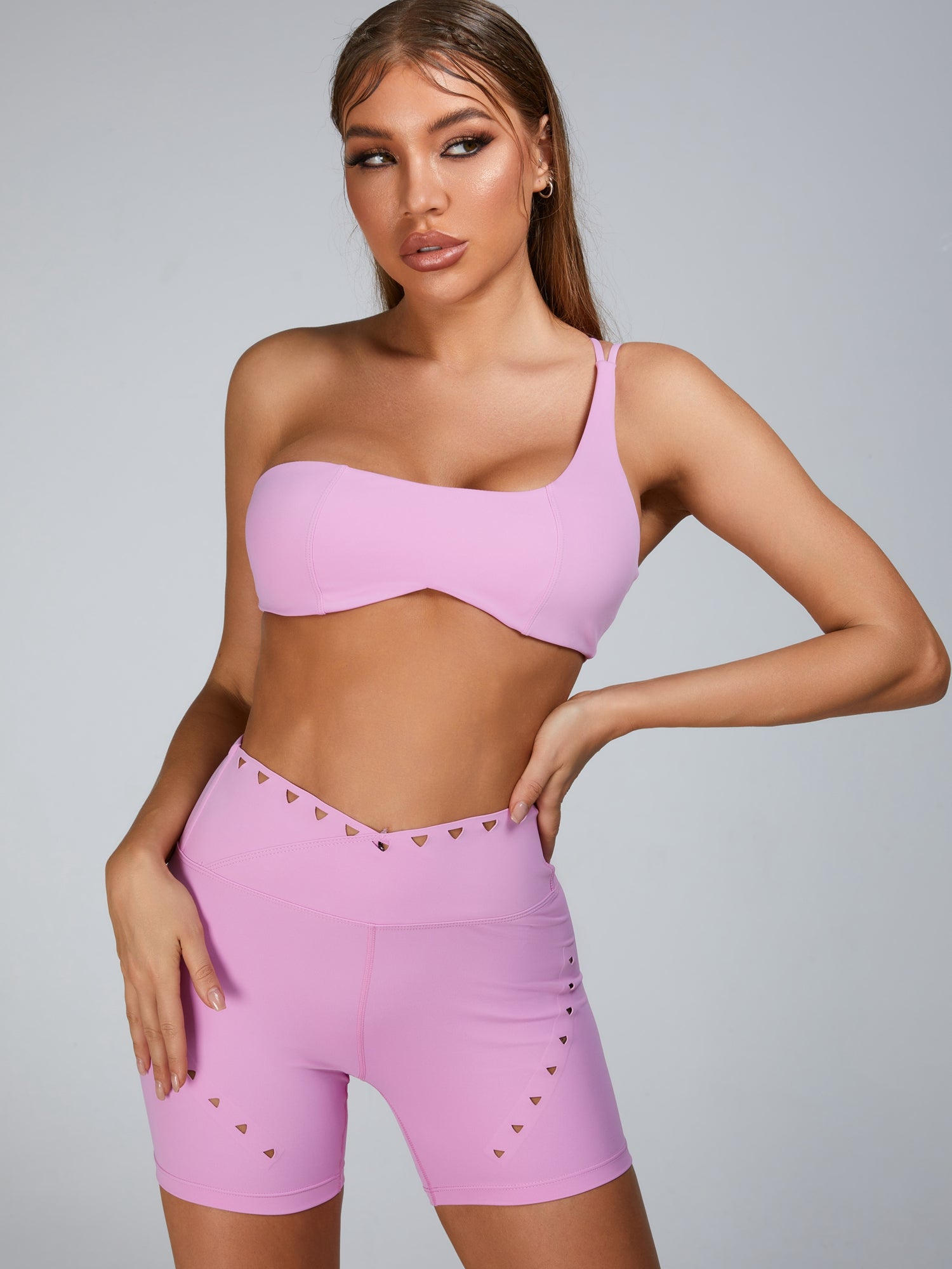 Cutout V Shape Waist Spandex Gym Booty Shorts