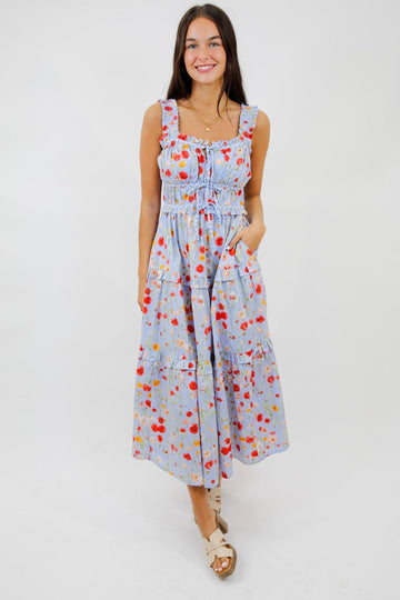 Bluebell Meadow Tiered Midi Dress