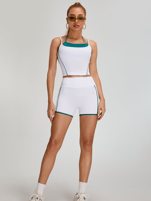 Contrast Color Pocket Booty Shorts