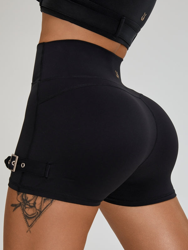 Button V-shape Waist Cargo Style Shorts