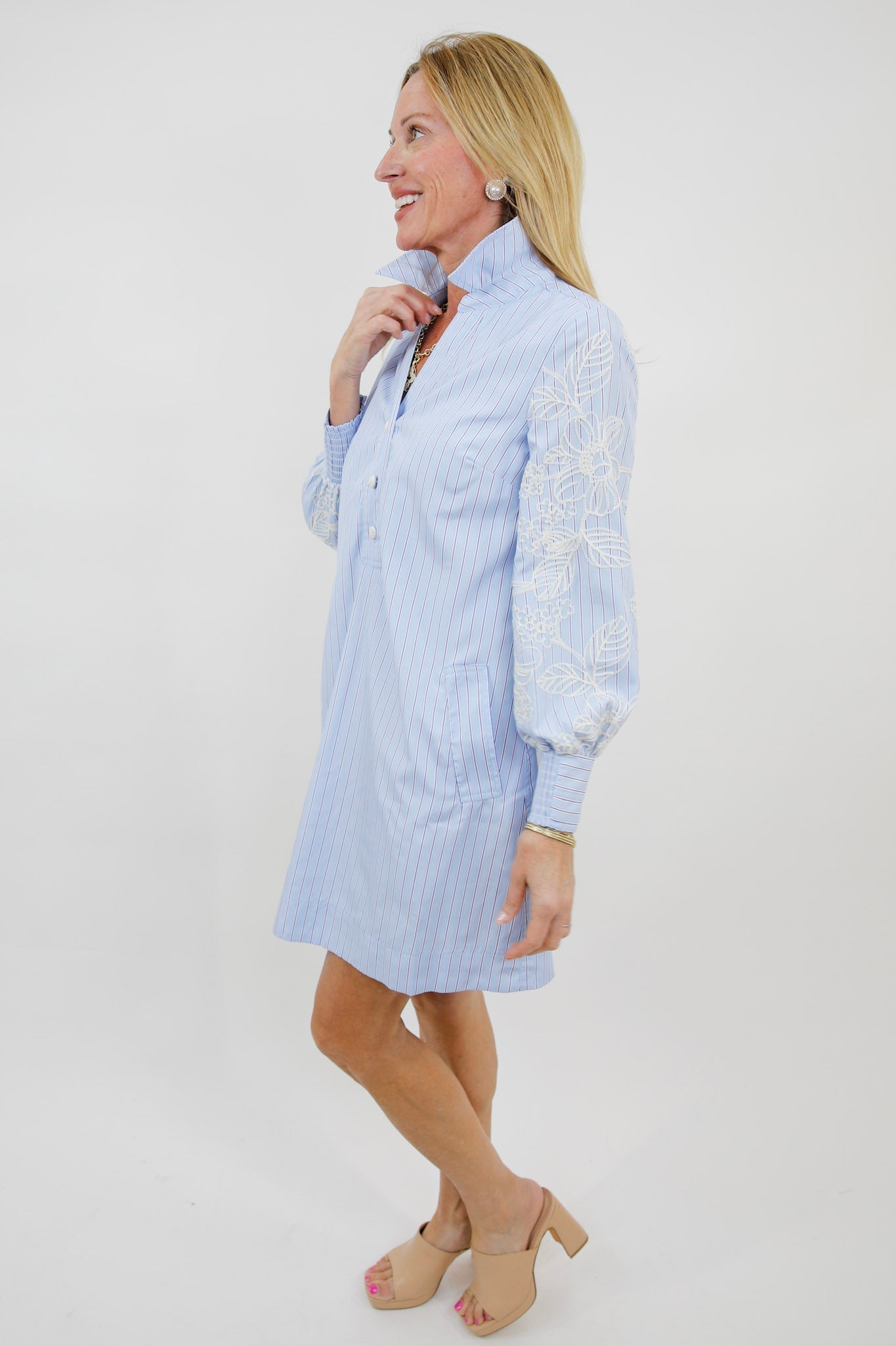 Harborview Embroidered Shirt Dress