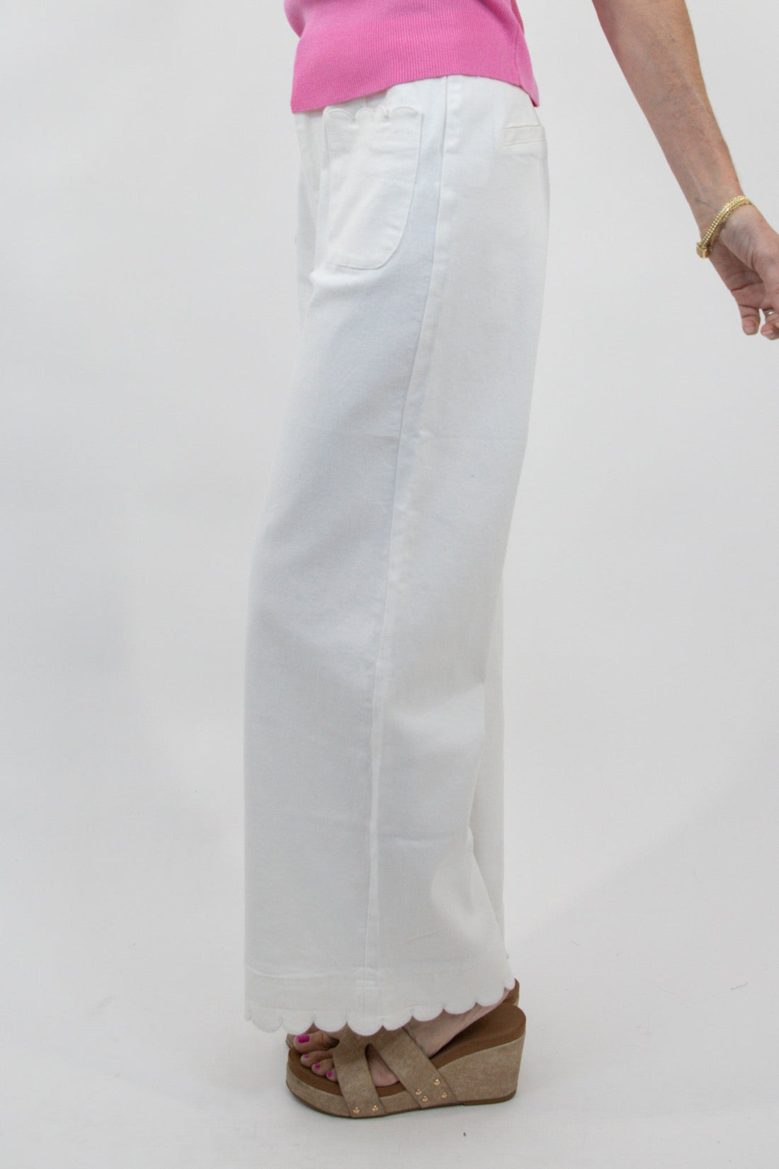 Chateau Scallop Wide-Leg Pants