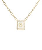 Initial Letter Rectangle Pendant Necklace