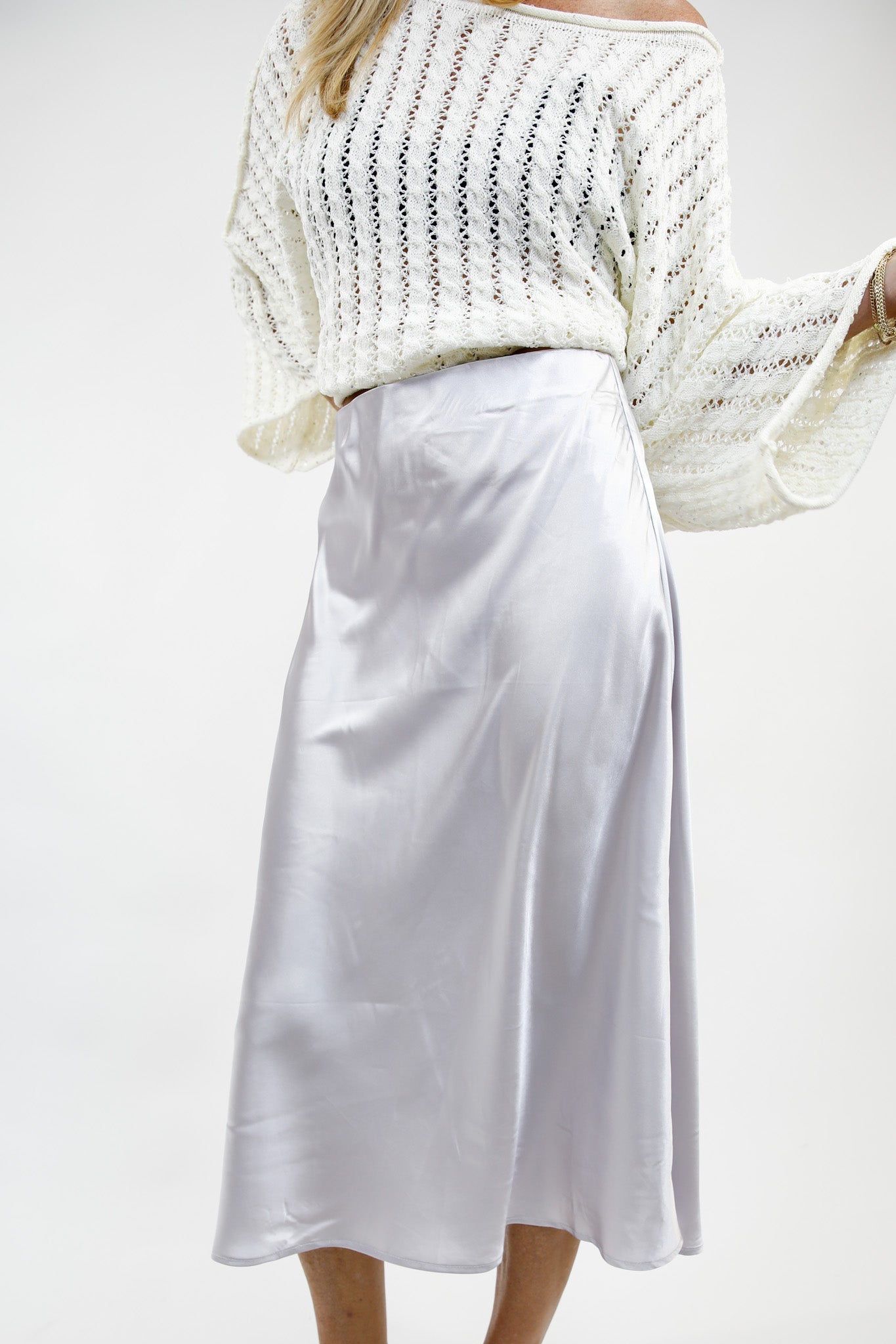 Soft Romance Satin Midi Skirt