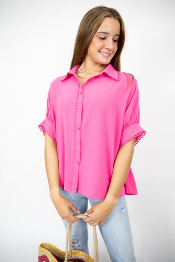Fresh Flair Scallop Trim Blouse *Final Sale*