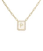 Initial Letter Rectangle Pendant Necklace