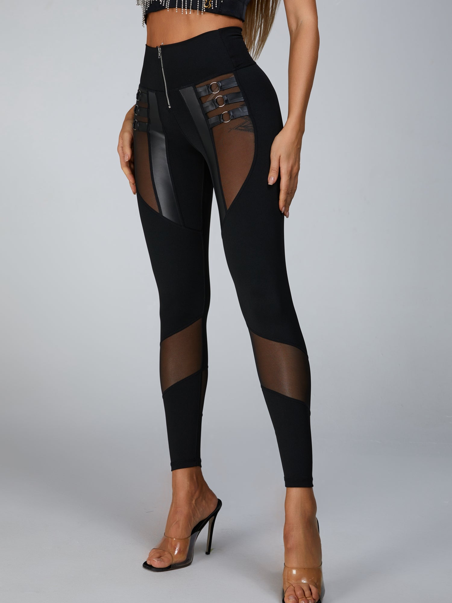 ¡°Stitching Sexy¡± Cutout Mesh Beading Tassel Corset Tracksuit