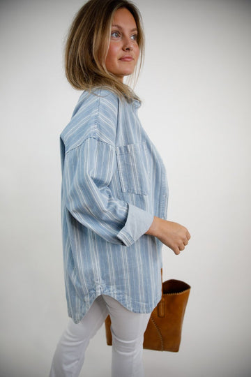Drift On By Button Down Shacket *Final Sale*