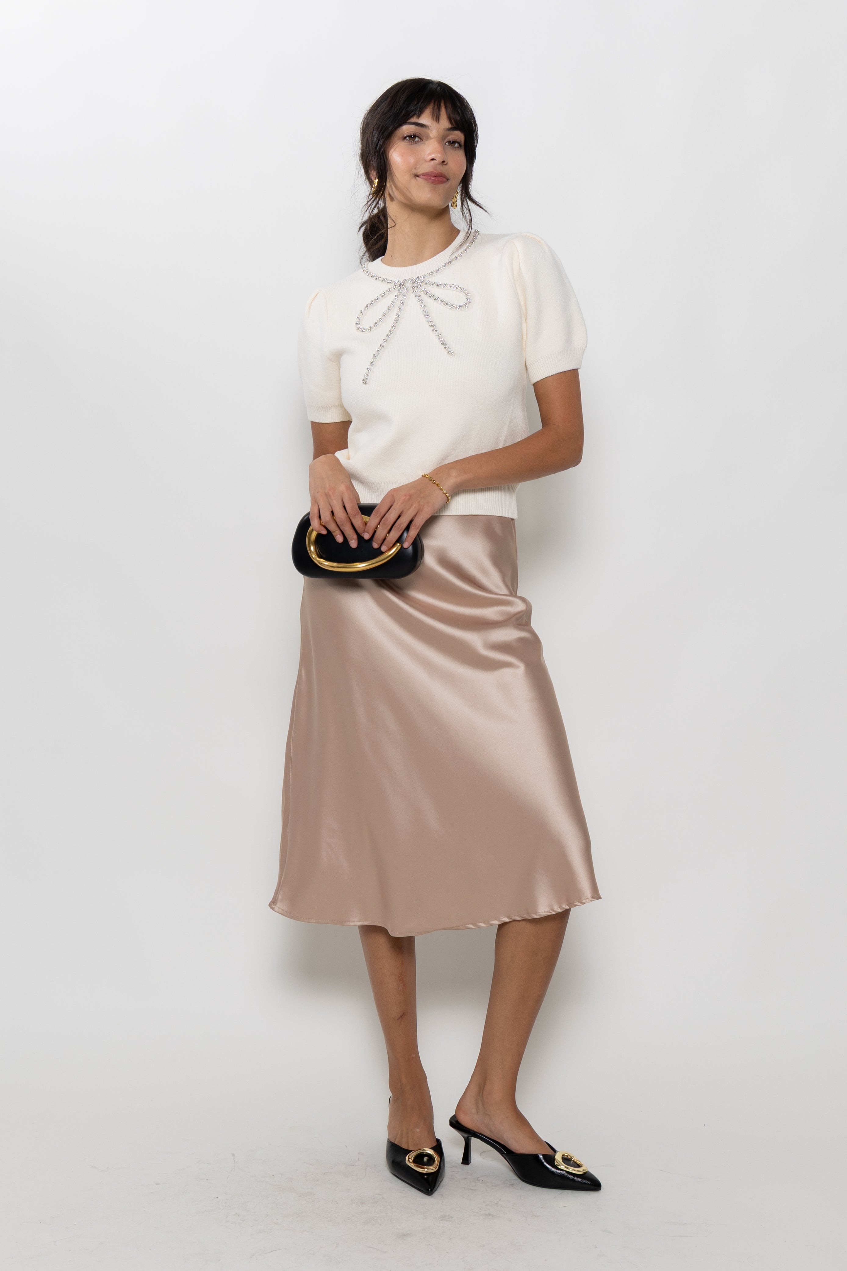 Cam Satin Midi Skirt