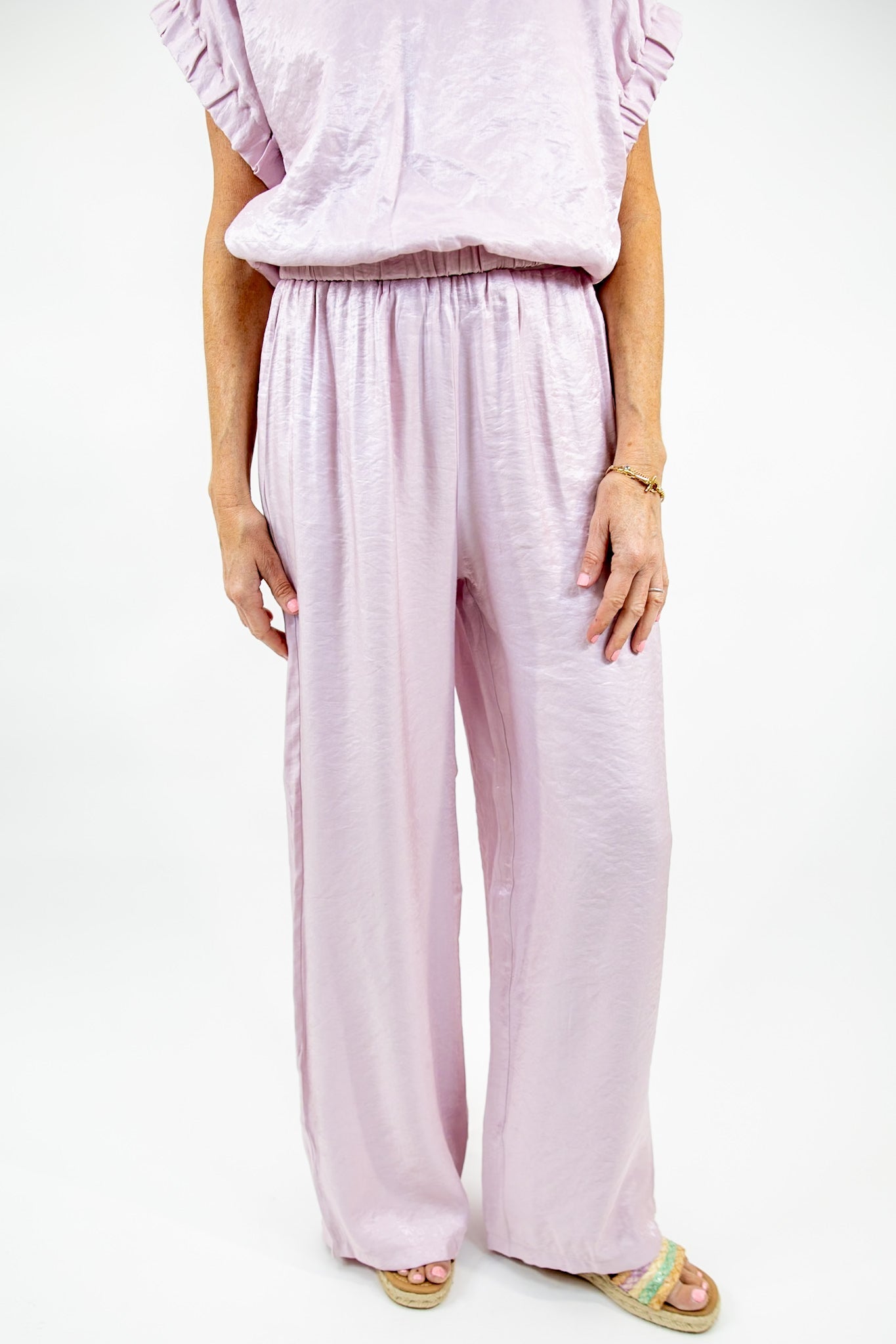 Pink High Rise Wide Leg Pants