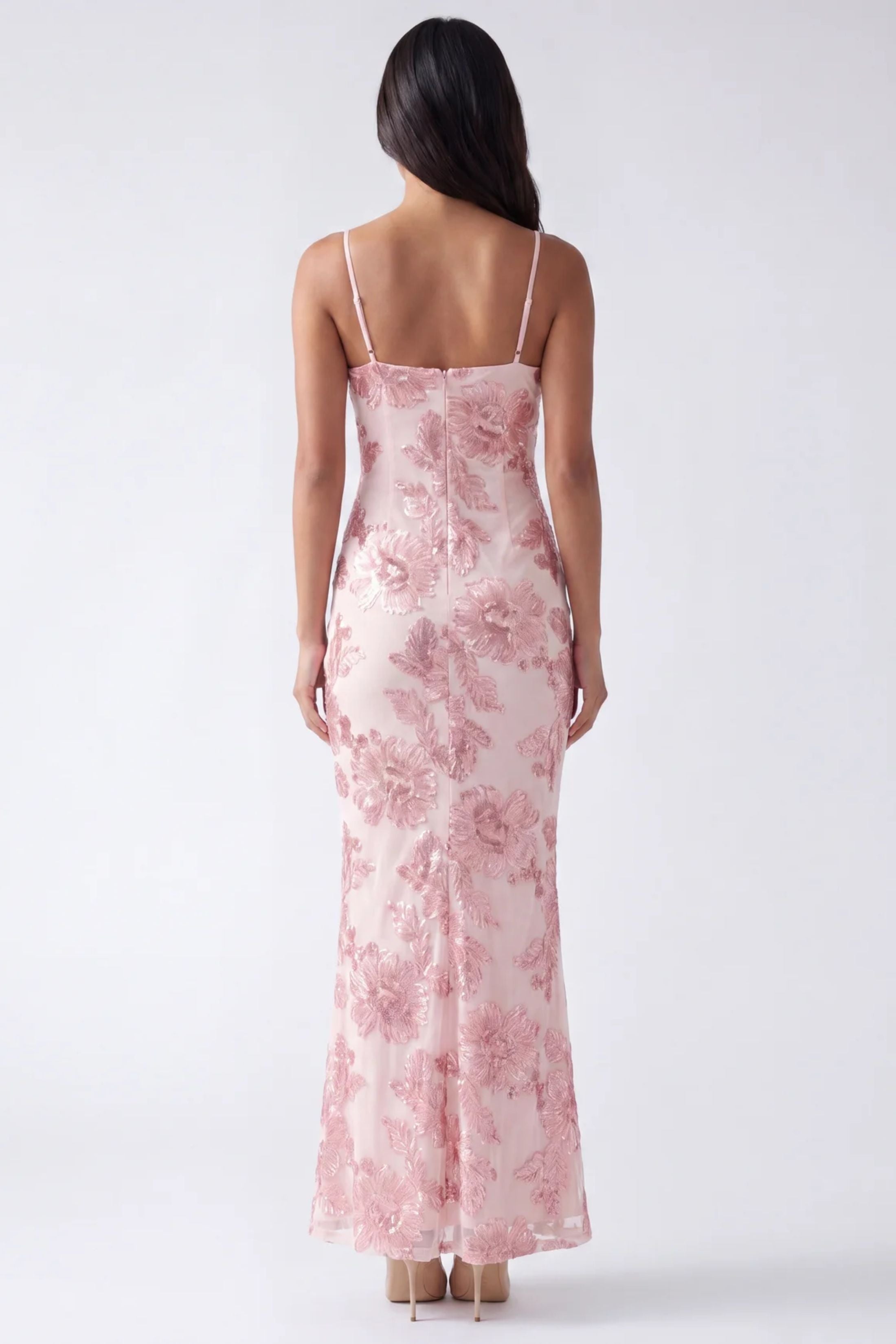 Analise Sleeveless Mesh Floral Maxi Dress