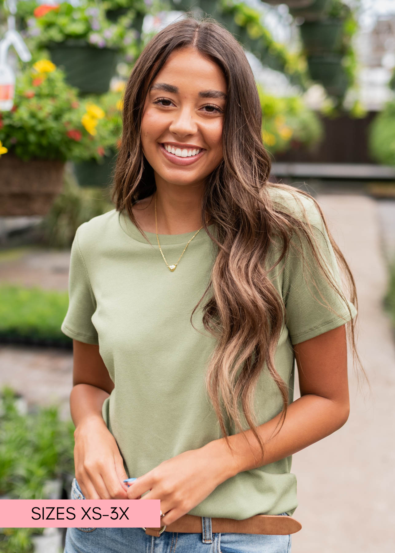 Ari Sage Ribbed Top