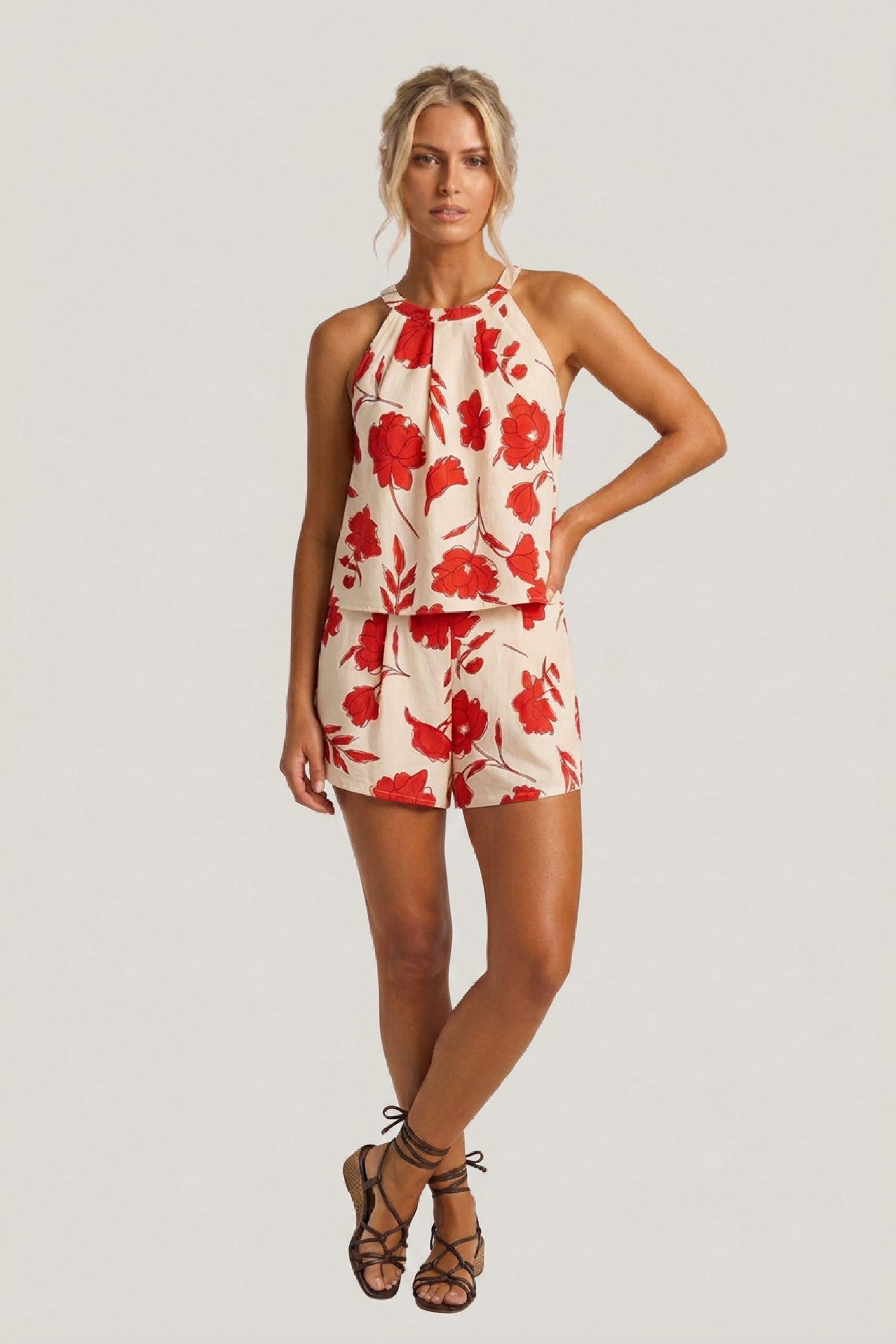 Erin Halter Neck Flower Top