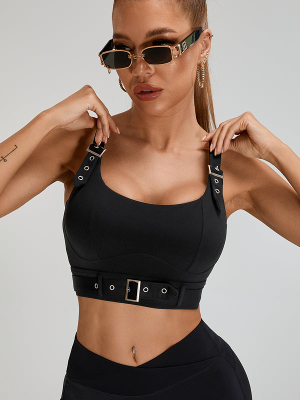 Button V-shape Waist Cargo Style Shorts