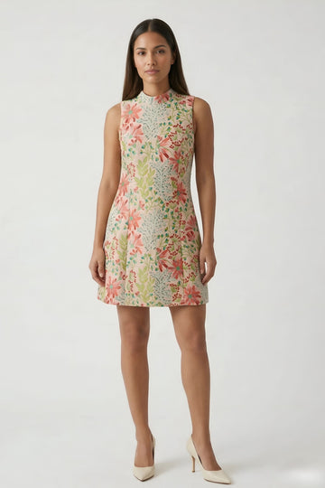 Olivia Mock Neck Jacquard Mini Dress