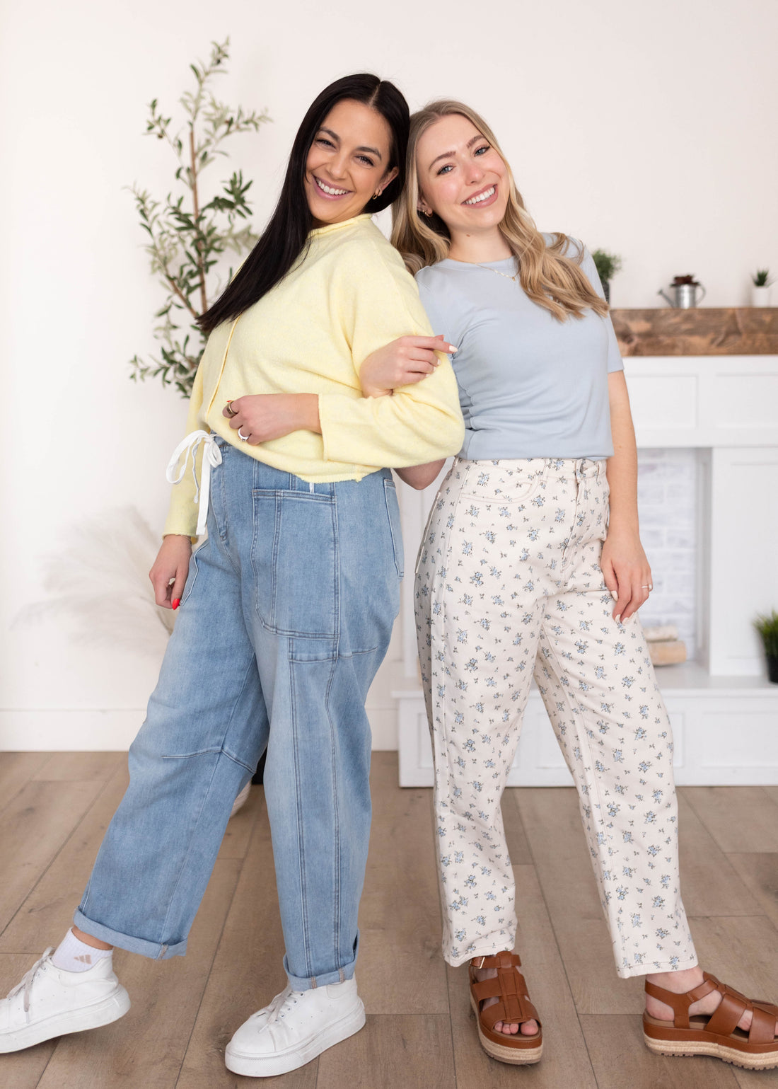 Beth White Floral Jeans