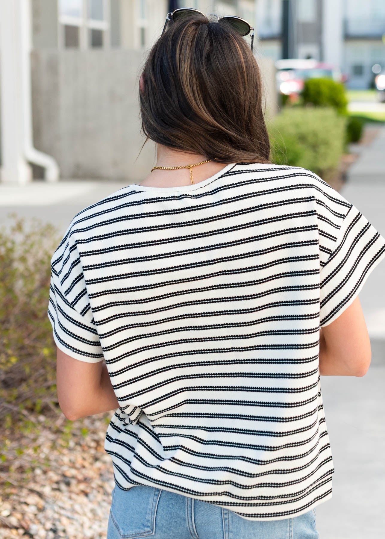 Eleni Black Striped Top