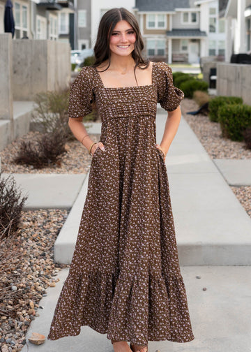 Ellie Brown Floral Ruffled Dress