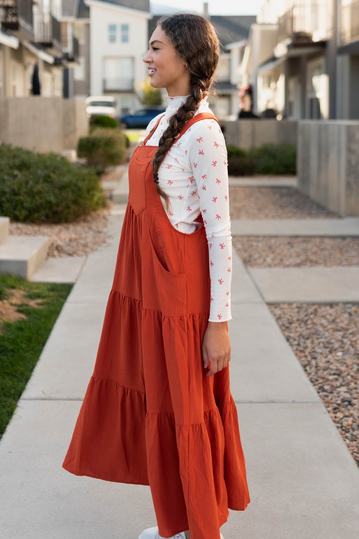Everlee Rust Overall Dress