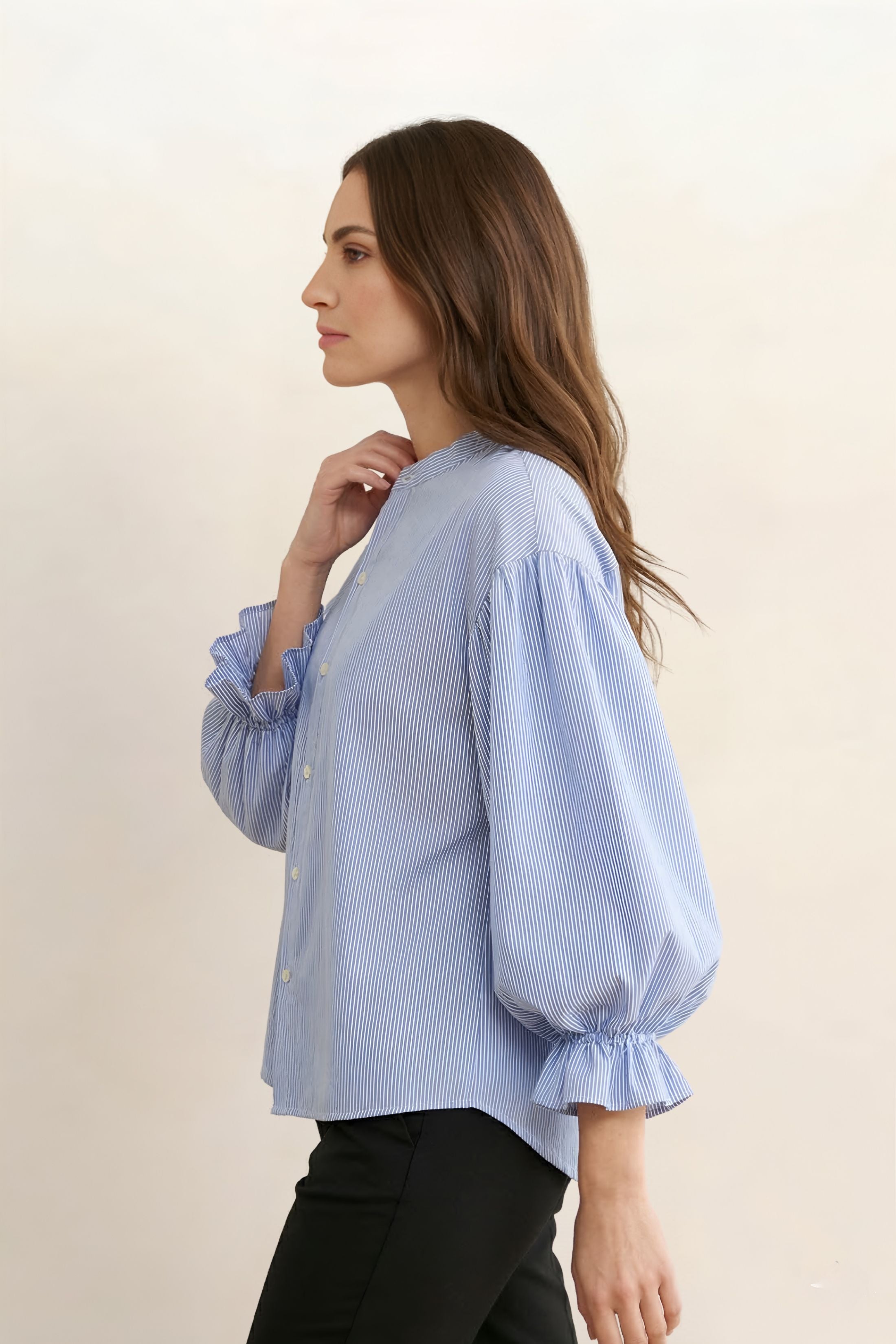 Clark Bubble Sleeve Button Up Top