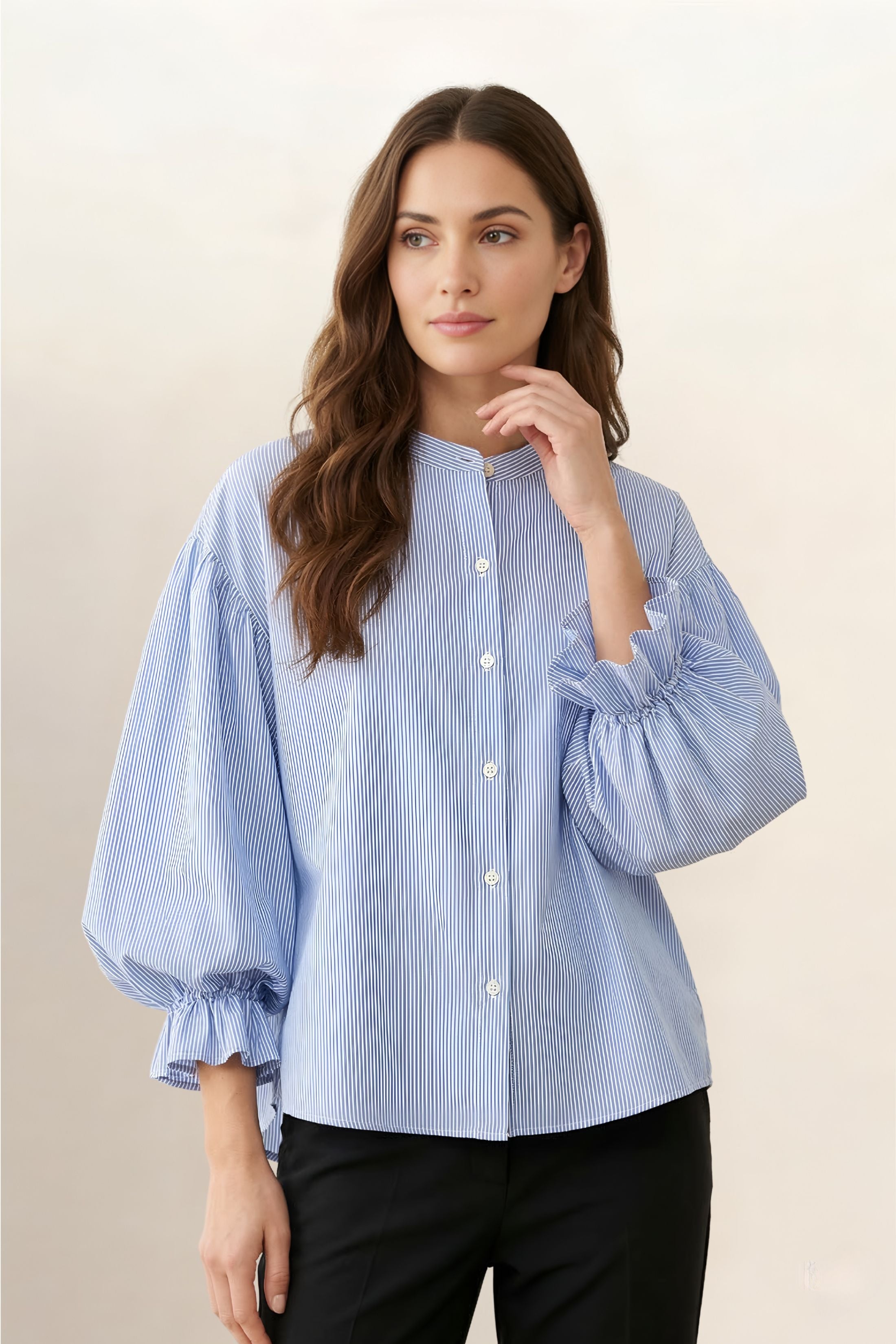 Clark Bubble Sleeve Button Up Top