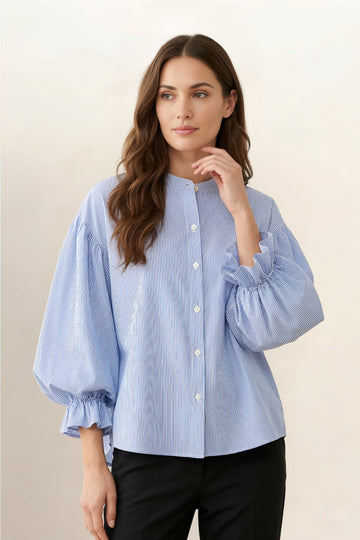 Clark Bubble Sleeve Button Up Top