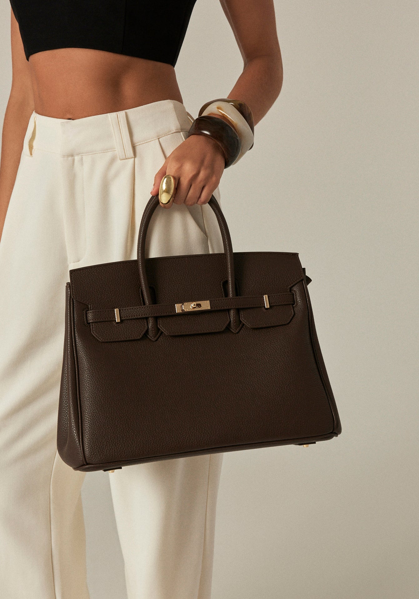 HAMPTON LARGE BAG - CHOCOLATE PEBBLE