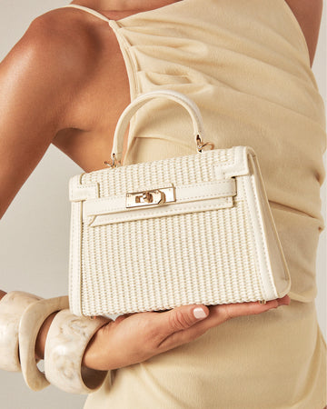 HARIETTE RAFFIA HANDLE BAG - CREAM RAFFIA-BONE