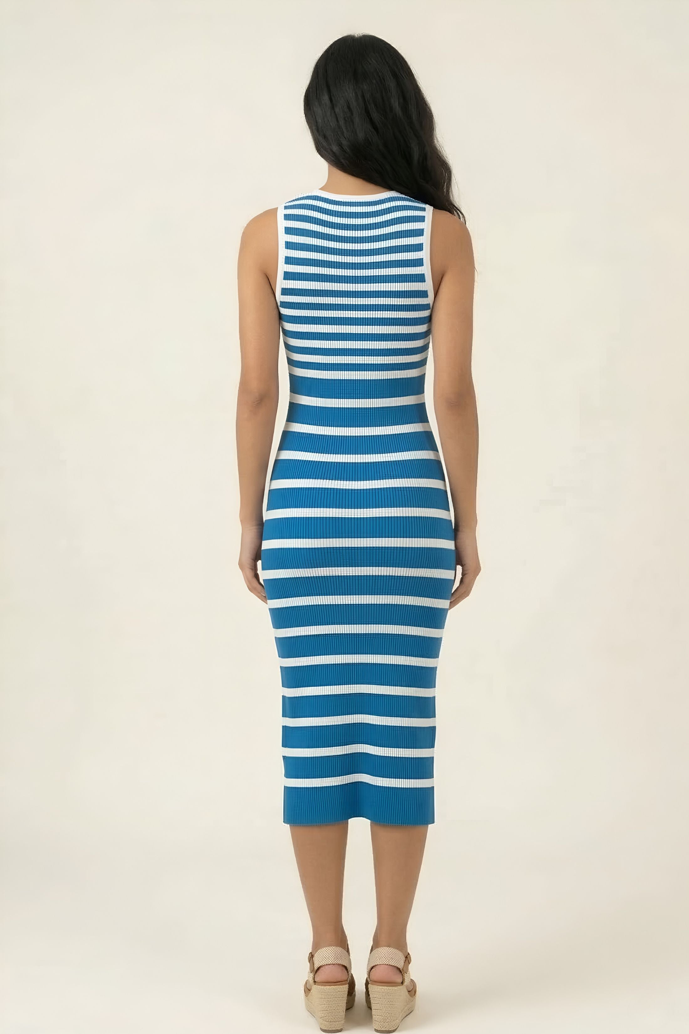 Brandy Striped Ribbed Midi Dress