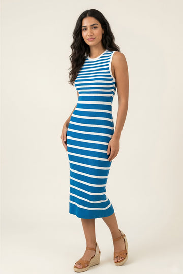 Brandy Striped Ribbed Midi Dress