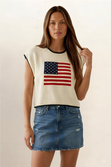 Natalie American Flag Sweater Top