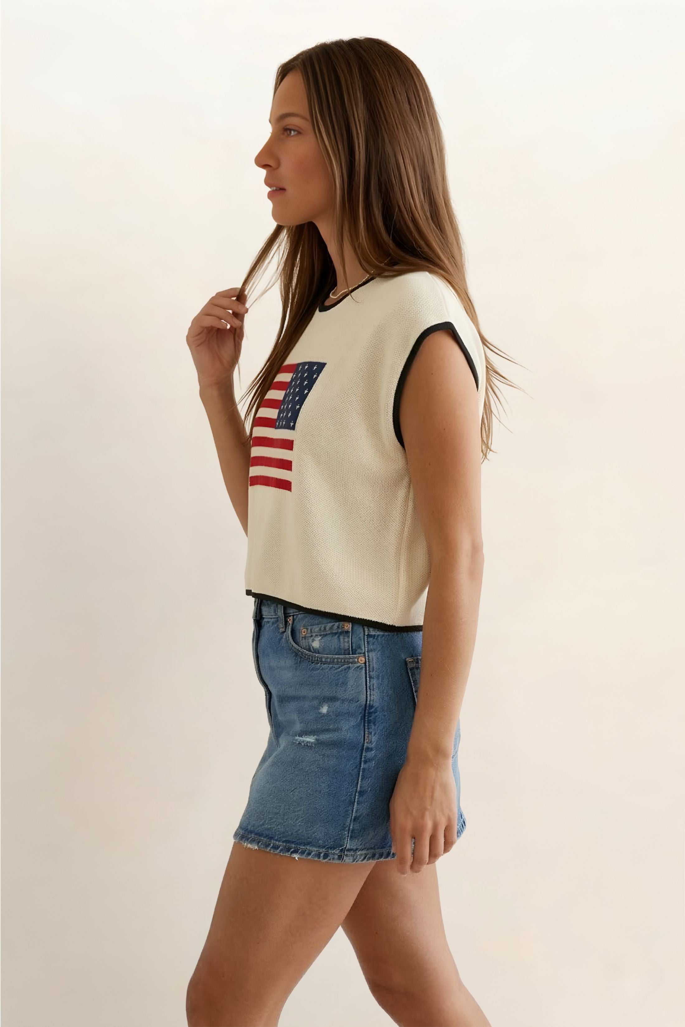 Natalie American Flag Sweater Top