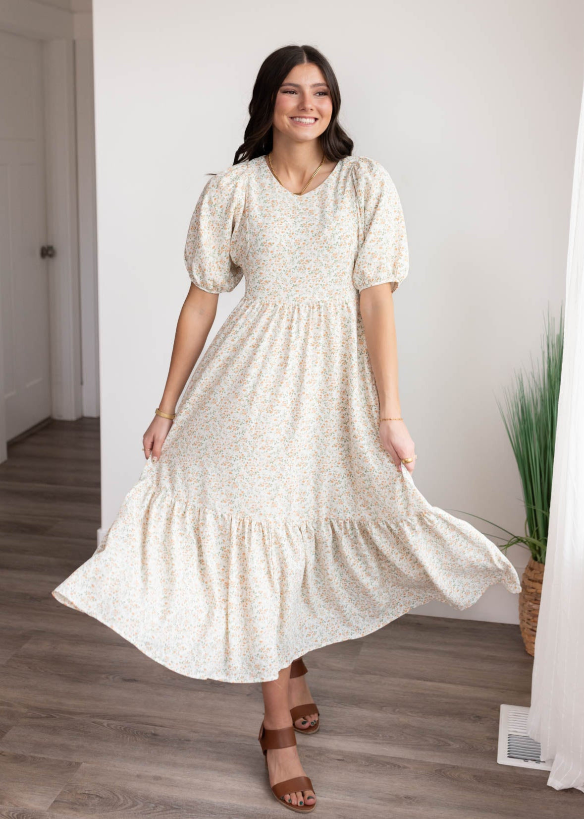 Heidi Orange Floral Dress