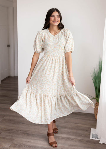 Heidi Orange Floral Dress
