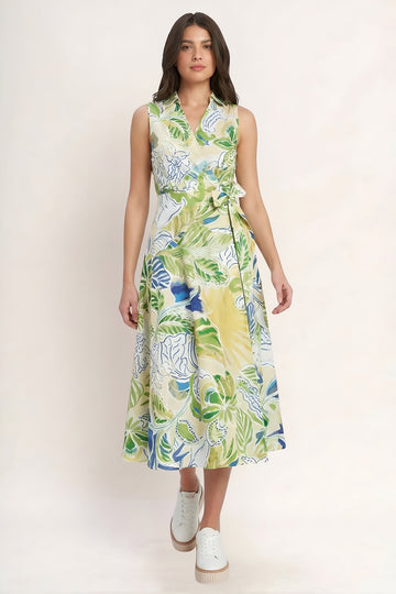 Golden Bell Floral Midi Dress
