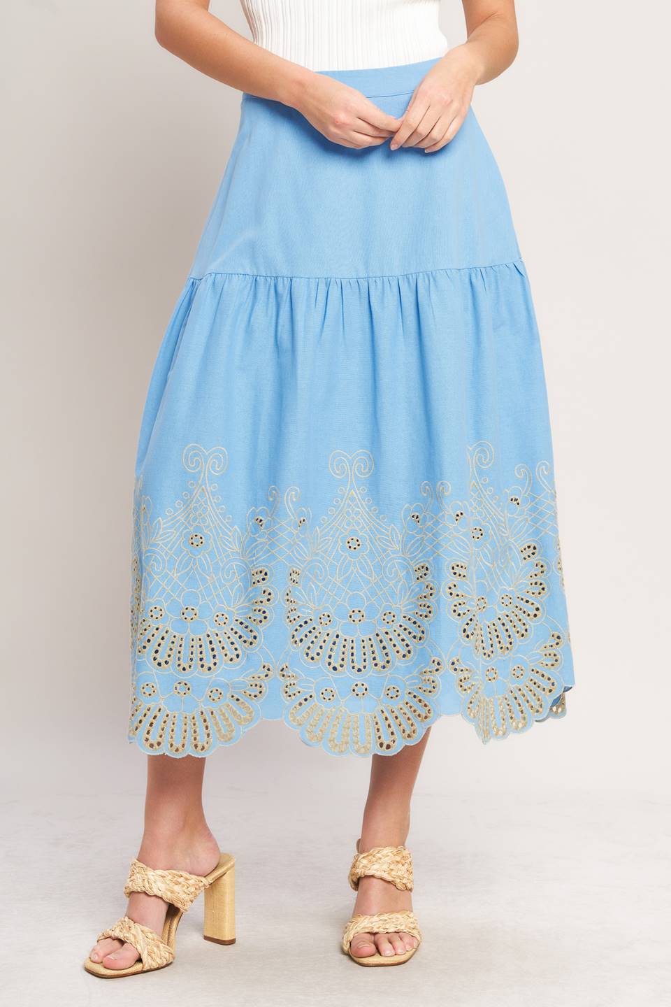 Birdie Embroidery Maxi Skirt