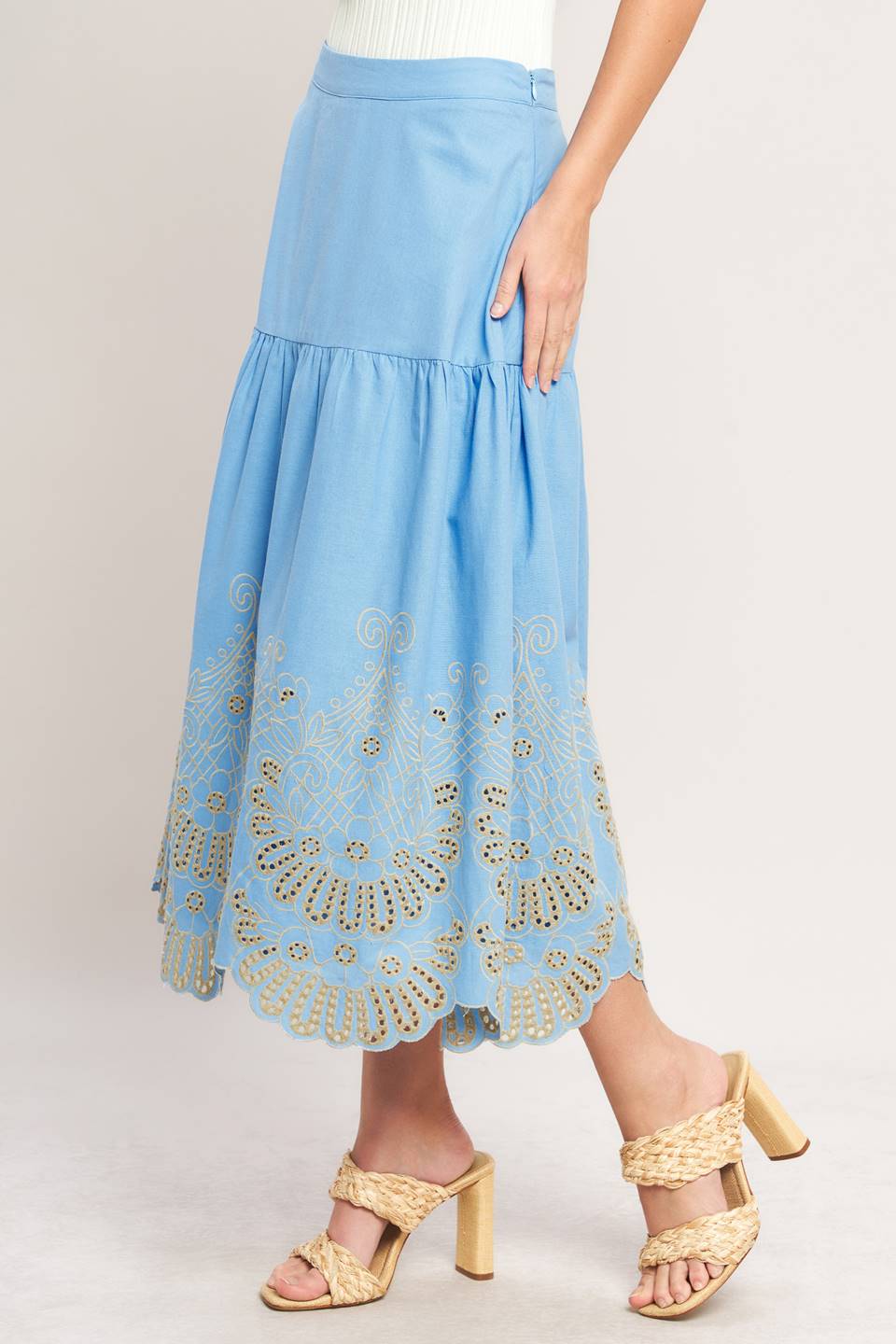 Birdie Embroidery Maxi Skirt