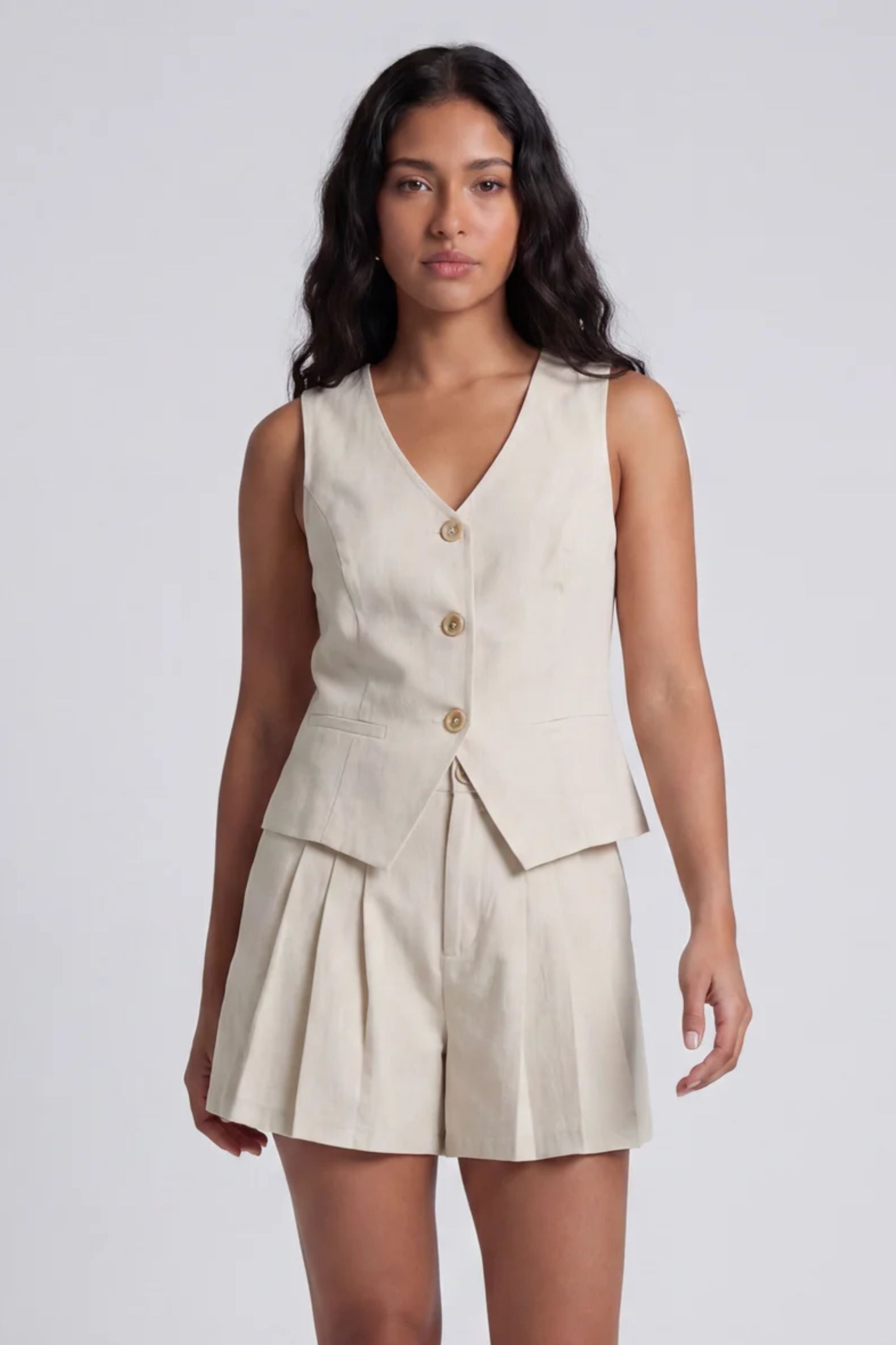 Rachel Button Up Sleeveless Vest
