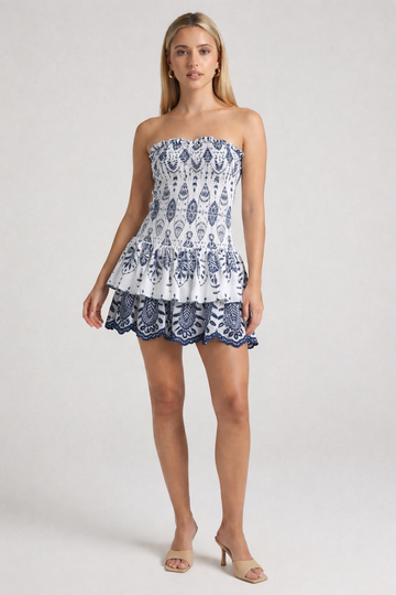 Anya Strapless Pattern Mini Dress