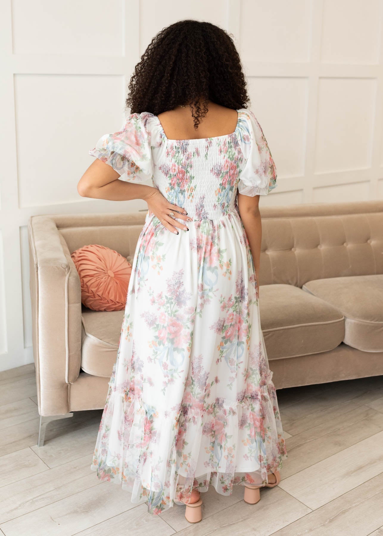 Isabella Ivory Tulle Square Neck Dress