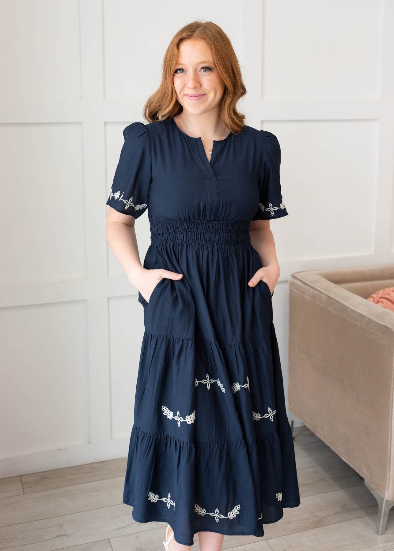 Ivy Midnight Embroidered Dress